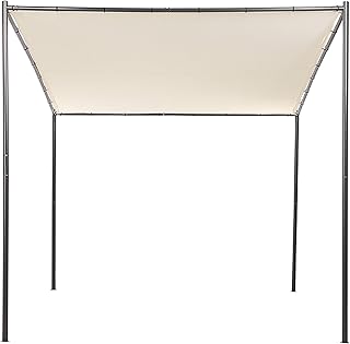 Pergola Stahl beige/schwarz 282 x 294 cm Garten Terrasse Outdoor Vimino