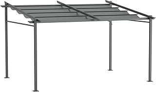 Outsunny Terrassendach Pergola ca. 4x3m Terrassendachung Garten Pavillon Aluminium, Wandmontage, …