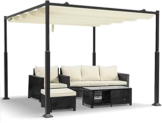 VOUNOT® Pergola Gartenpavillon 3x3m Wasserdicht Stabil Winterfest, Metall Garten Pavillon mit fr…