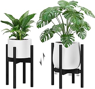 Bamworld Blumenständer Blumenhocker Pflanzenhocker Schwarz Verstellbar und kippsicher, geeignet …