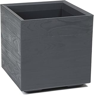 LAMELA Pflanzkübel mit Rollen 40 cm, 36L – Blumentopf aus Kunststoff in Holzoptik – Übertop…