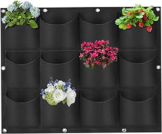 Pflanztaschen Hängend, 12 Taschen Pflanztaschen Wand, Pflanztaschen Vertikal, 80 x 60 cm,Pflanzt…