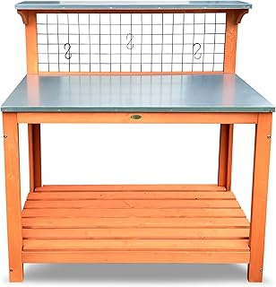 HABAU Gartentisch mit Arbeitsplatte, Tisch aus Holz für Balkon und Terrasse, 101 x 55 x 117 cm