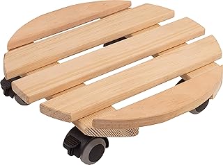 Metafranc Pflanzenroller Ø 300 mm – 60 kg Tragkraft – Kiefer-Platte – Natur – TPE-Rollen mit 4 F…