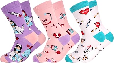 Kaempe 3 Paare Krankenschwester Socken, Lustige Nurse Geschenke, Pflegefachfrau Ausbildung Gesche…