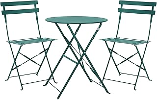 SVITA Berlin Bistro-Set Metall Sitzgruppe Balkon klappbar Tisch Stühle Dunkelgrün
