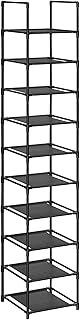 SONGMICS Schuhregal, 10 Ebenen, Schuhablage, Schuhaufbewahrung, schmal, 33 x 33 x 173 cm, Metallg…