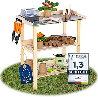 ITA Pflanztisch Premium – Pflanzentisch mit verzinkter Arbeitsplatte – Gärtnertisch aus Holz – W…