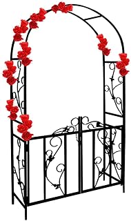 Gardebruk Rosenbogen 225x115x37 cm Metall mit Tür Tor Stabil Rankbogen Rankhilfe Torbogen Rosenh…