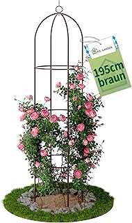 TTL Garden Obelisk Rankhilfe XL 195x40cm braun – Rosen Rankgitter Metall rostfrei für Kletterpfl…
