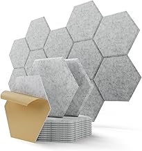 Hexagon Akustikplatten, 12 Stück Schallabsorber für Tonstudio, Wohnzimmer, Gaming Deko, Kinderz…