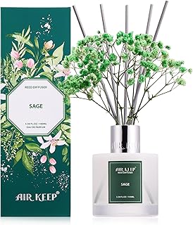 Airkeep Raumduft Salbei Duft, Reed Diffuser mit 8 Duftstäbchen, Lufterfrischer für Badezimmer, …