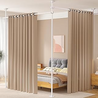 Raumteiler Paraventgestell Gardinenstangen, Freistehend Trennwand Paravent ohne Vorhang, Sichtsch…