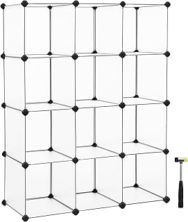 SONGMICS Schuhregal, Regalsystem, Steckregal, Set aus 12 Würfeln, DIY Regal, stapelbar, aus PP-K…