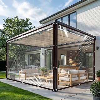 Plane Transparent mit öSen,Durchsichtige Plane mit öSen,Wasserdicht,Transparent,Mehrzweck Durch…