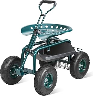 VEVOR Rollsitz Gartenwagenrollsitz aus Stahl bis 136kg belastbar Gartensitz Gartenwagen mit 25cm …