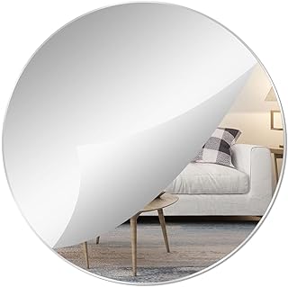 30 cm Selbstklebender Glasspiegel, Runder Glas Spiegel, Großer Wandspiegel Runder Spiegel 2mm De…
