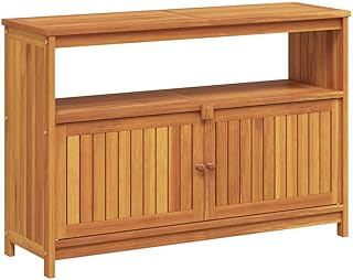 vidaXL Garten Konsolentisch, Gartentisch mit Holzrahmen, Beistelltisch Tisch mit 1 Ablage 1 Fach,…