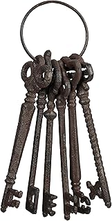 Relaxdays Deko Schlüsselbund, antik, 6 Schlüssel, nostalgische Gartendeko Gusseisen, große Vin…