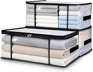 3 Stück Aufbewahrungstaschen Transparent 35L,Aufbewahrungsbox mit Deckel,Große Kleideraufbewahr…