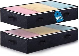 2 Stück Unterbettkommode, 90L Faltbare Unterbett Aufbewahrungsbox, Aufbewahrungsbox Mit Deckel B…