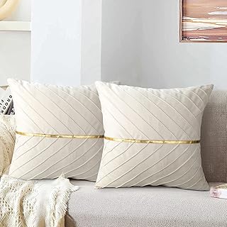 Samt Kissenbezüge 45×45 cm Beige Zierkissenbezug Dekokissen Sofakissen Weich Couchkissen Kopfkis…