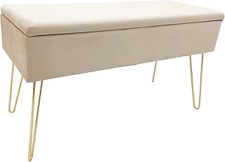 ECHTWERK Sitzbank “Scarlett“, Polsterbank mit Samtbezug, Aufbewahrungstruhe rechteckig, Schmi…