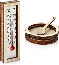 Nordstern Sauna Mini Deko 3er Pack – Minatur Saunafass und Thermometer – Bastel Zubehör für Wel…
