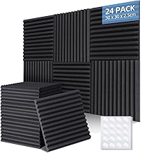 Ohuhu Akustikschaumstoff Akustikpaneele 24 Stück mit Aufkleber, 30 x 30 x 2,5 cm, Schalldämmung…