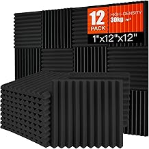 12 Pack Akustikschaumstoff, Akustikschaumstoff Platten Wand Schalldämmung Akustikpaneele Schalls…