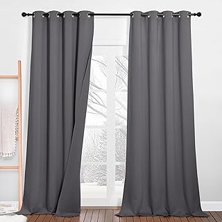 PONY DANCE Schallschutz Vorhang mit Abnehmbarem Filzfutter 2er Set H 240 x B 132 cm Grau, Dreilag…