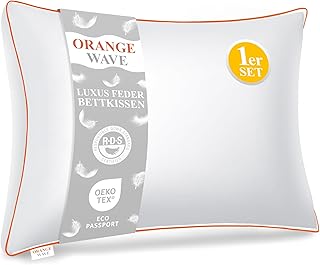 Orange Wave Daunenkissen 40x80cm Federkissen – Kopfkissen 40×80 1er Kissen Daunen und Federn Schl…