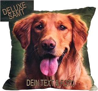 Personalisiertes Kissen mit Foto bedrucken lassen | 45×45 cm Samt | Zierkissen mit Reißverschlus…