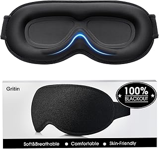 Gritin 3D Schlafmaske für Seitenschläfer, Upgrade Atmungsaktive Schlafbrille mit Verstellbar Gu…