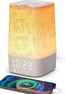 Tageslichtwecker mit 30 Naturgeräuschen,Wecker mit Licht Sonnenaufgang,Dimmbar Nachttischlampe m…