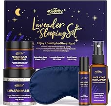 Lavendel Schlafset, Sweet Dream Sleep Geschenkset – Schlafspray, Magnesiumcreme, ätherisches Öl…
