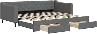 vidaXL Tagesbett, Sofabett Ausziehbar mit Schubladen, Gästebett Schlafsofa für Schlafzimmer Woh…