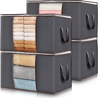 Lifewit 4 Stück Aufbewahrungstasche, Aufbewahrungsbox mit Deckel, Kleiderschrank Organizer Faltb…