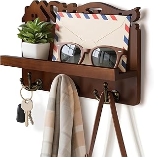 Schlüsselbrett Holz mit Ablage – Moderner Schlüsselhalter Wand mit 6 Haken, Schlüsselboard F…