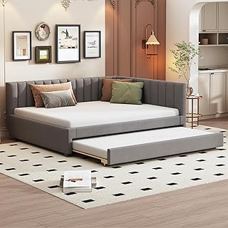 Polsterbett Schlafsofa Multifunktionsbett 140×200 cm mit ausziehbarem Bett mit Lattenrost, Jugend…