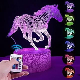 Dimmbar Pferd 3D Nachtlicht, USB-Touch-Fernbedienung Pferd 3D Illusion Lampe Mit 16 Farbwechsel, …
