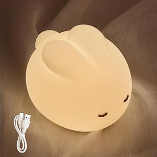 Jinlaili Kaninchen Nachttischlampe, Silikon Nachtlicht Kinder, Stilllicht, Baby Nachtlicht, Touch…