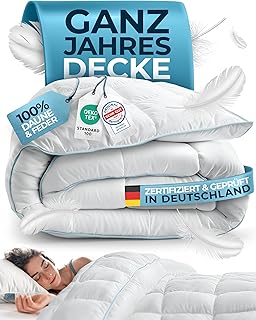 Glückstoff® Feder- und Daunendecke 135x200cm [Zertifiziert in Deutschland] – Bettdecke Daunen u…