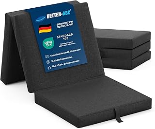 Betten-ABC – Faltmatratze anthrazit (3-TLG.) – ideale für Gäste – Klappmatratze für Reisen, Ca…