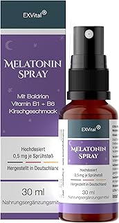 Melatonin Einschlafspray, mit Baldrian & Vitamin B1+ B6-0,5 mg liquid Melatonin pro Sprühstoß, …