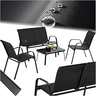 tectake® Gartenmöbel Set für 4 Personen, Sitzecke Outdoor für Balkonmöbel Kleiner Balkon mit…