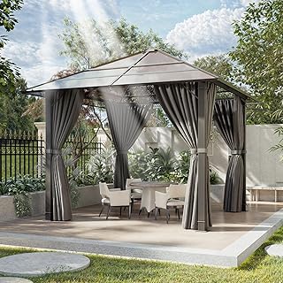 Devoko Pavillon 3×3 Wasserdicht Stabil Winterfest,Aluminium Gartenpavillon,Pavillon mit Festem Da…