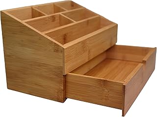 hausleben Schreibtisch Organizer aus nachhaltigem Bambus | 6 Fächer | mit Schublade | Schreibtis…