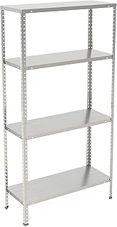 Relaxdays Metallregal verzinkt, 4 Böden, bis 160 kg, Schwerlastregal Stahl, Lagerregal Keller, H…