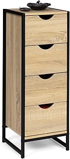 IDMarket – Aufbewahrungsmöbel mit 4 Schubladen Detroit 30 cm Chiffon Beistelltisch Industriedesign